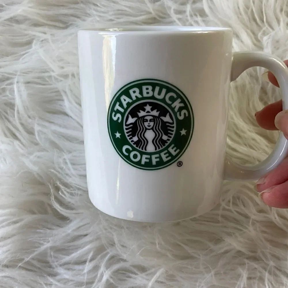 Starbucks 2007 White Mermaid Logo Ceramic 8 oz Coffee Mug Excellent Condition